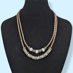 (2/$20) 2-Strand Metal Rhinestone Bead Necklace